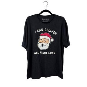 Tipsy Elves Men's T-shirt "I can deliver all night long" Santa Clause XL